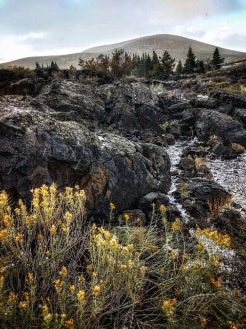 A dusting of snow to mark the path -- what a great time to walk through the rocks!