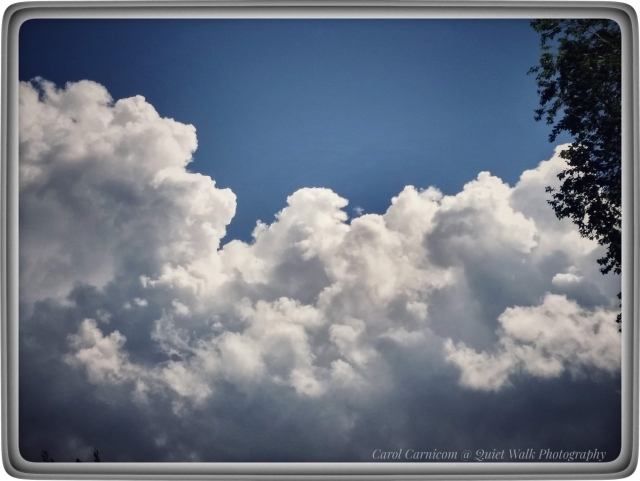 Day 237 #highervibration - After the violent hailstorm, great cumulus clouds cross the sky and soon give way to a clear beautiful blue. Maybe there is a lesson about life here.